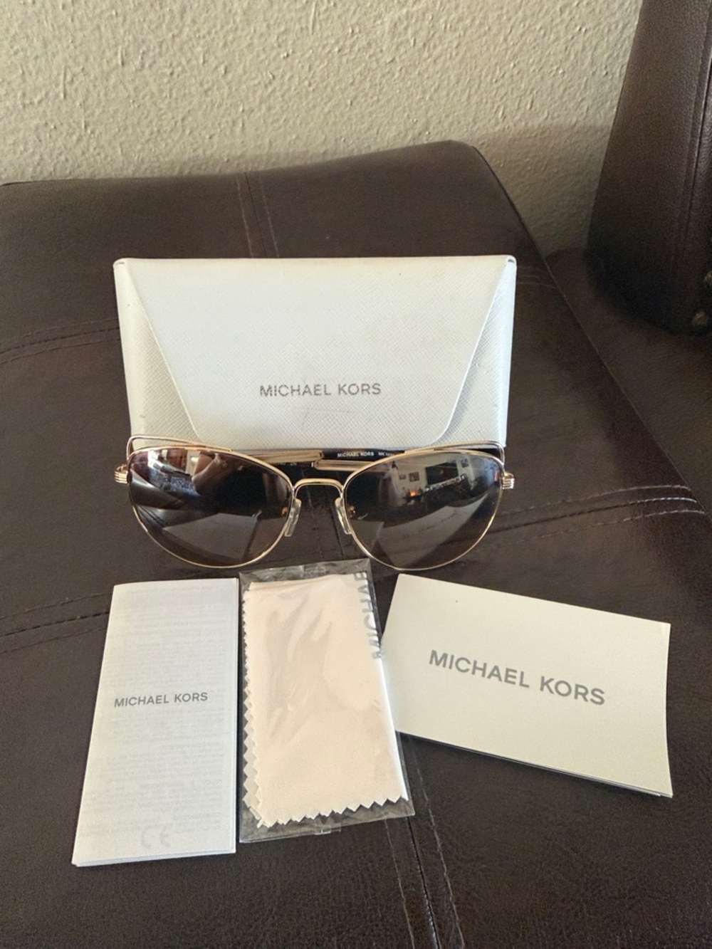 Michael Kors Gold Metal Cat Eye Sunglasses with Brown Gradient Lenses - Picture 7 of 7